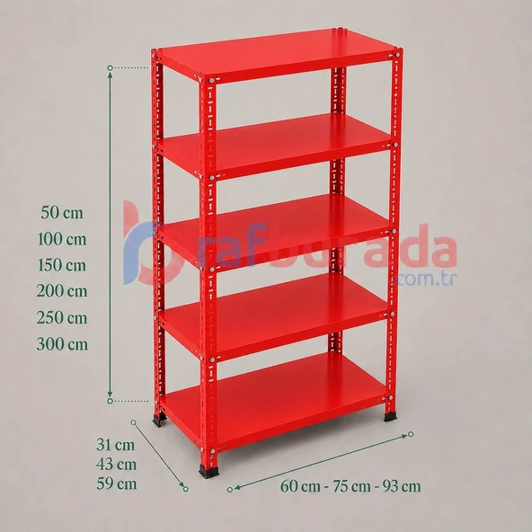 5 Katlı Renkli Dekoratif Çelik Raf - Çiçeklik Rafı, Ofis Rafı 0,70 mm  Mavi 31x75 cm 100 cm ürün görseli 1