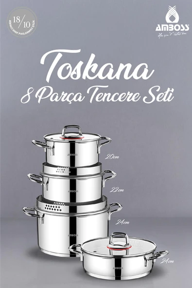 Toscana 8 Parça Paslanmaz Çelik Tencere Seti ürün görseli 1