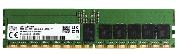 SK HYNIX 32GB DDR5 5600MHz 2Rx8 PC5-5600B EC8 RDIMM Sunucu Ram HMCG88AGBRA190N ürün görseli 1