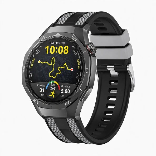 Huawei Watch GT 5 Pro 46mm Uyumlu 22mm Outdoor Tasarım Spor Silikon Kordon  Siyah ürün görseli 1