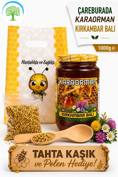 Karaorman Kırkambar Balı 1000g | Tahta Kaşık ve Polen Hediye ürün görseli 1