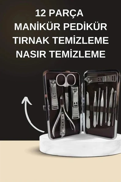 Elektrikli Manikür Pedikür Seti İkili Set 12 Parça Tırnak Bakımı Törpü Protez Çıkarma ürün görseli 1