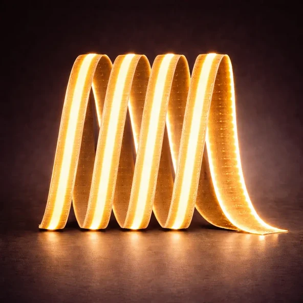 COB Şerit LED 12V 5 Metre 216 LED/m Amber Işık COB LED Strip Şerit Aydınlatma ürün görseli 1
