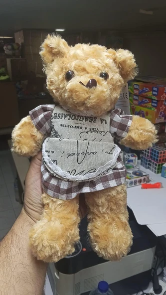 Oyuncak Peluş Kahverengi Elbiseli Ayıcık 30 cm ürün görseli 1