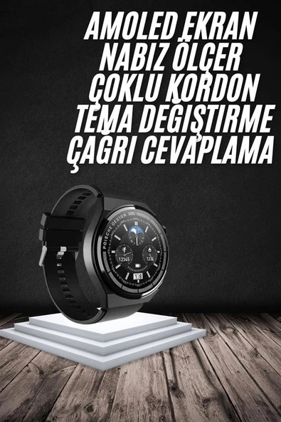 En Çok Tercih Edilen Akıllı Saat Amoled Ekran Nabız Sensörü Gps Uyumlu Adımsayar ürün görseli 1