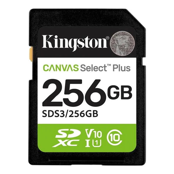 Kingston SDS3/256GB 256GB SDXC Canvas Select Plus Gen3 150MB-s C10 UHS-I U1 V10 Hafıza Kartı ürün görseli 1