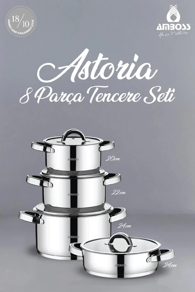 Astoria 8 Parça Paslanmaz Çelik Tencere Seti ürün görseli 1