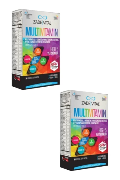 Zade Vital Multivitamin 30 Kapsül 2 Adet ürün görseli 1