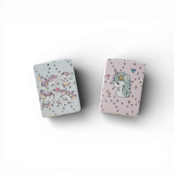 Pastel Rüya Unicorn Kadın İkili Cep Ayna Seti ürün görseli 1