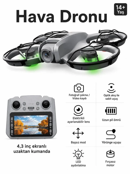 M2 DRON HAVA AERİAL DRONE 1080P FULL HD YÜKSEKLİK KORUMA 360 DERECE DÖNÜŞ ürün görseli 1