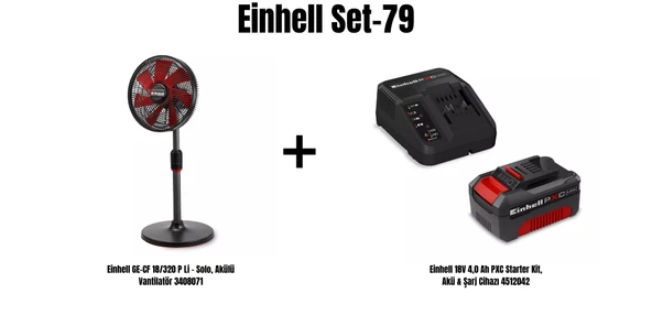 Einhell Set-79(Einhell GE-CF 18/320 P Li Akülü Vantilatör+Einhell 18V 4,0 Ah PXC Starter Kit, Akü & Şarj Cihazı) ürün görseli 1