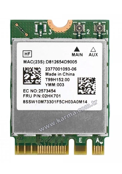 Monster Abra A7 V11.5.1, V11.5.2 Uyumlu WLAN With Bluetooth 5.0 Notebook WiFi Card (Wi-Fi Kart) ürün görseli 1