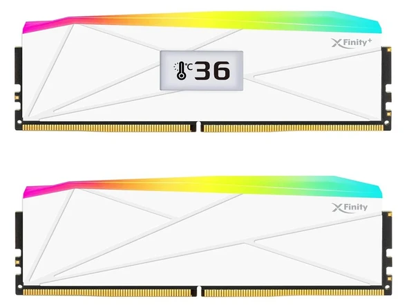 V-COLOR OTMXFAL1664832WWK 32GB (2 x 16GB) DDR5 6400MT/s CL32 OLED EKRANLI Manta XFinity+ aRGB AMD EXPO - Beyaz  Bellek ürün görseli 1