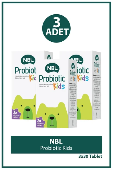Nbl Probiotic Kids 30 Çiğneme Tableti 3 Adet ürün görseli 1