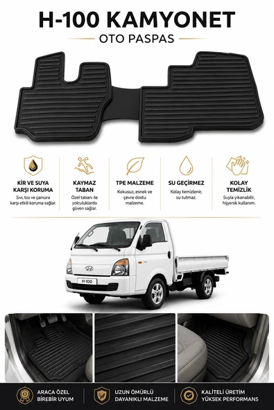 Hyundai H100 Oto Paspas Kamyonet Minibüs Ticari Araca Özel Premium Tpe Kauçuk Paspas ürün görseli 1