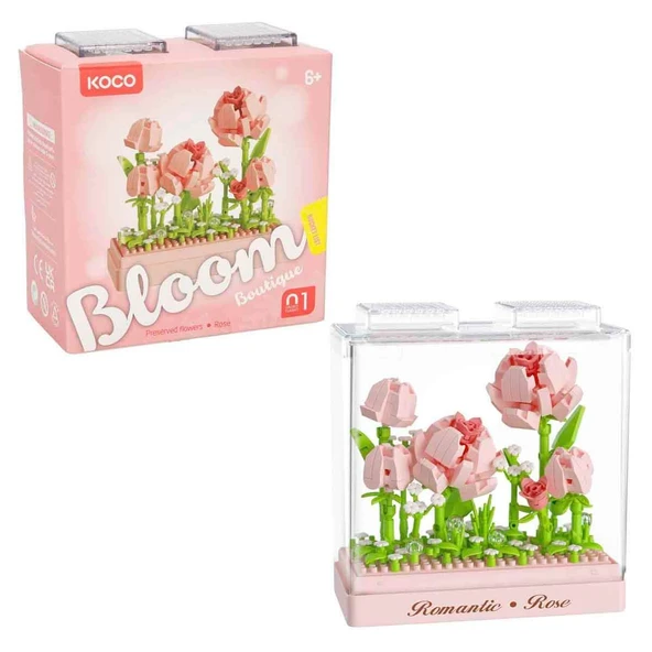 Bloom Boutique Gül Yapım Blokları (349 Parça) | Fanuslu Dekoratif Çiçek Seti ürün görseli 1