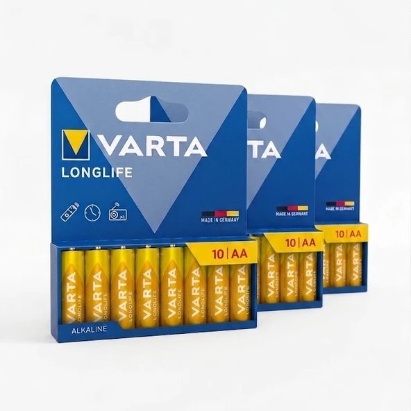 Varta Longlife AA Alkalin Pil 30'lu Paket ürün görseli 1