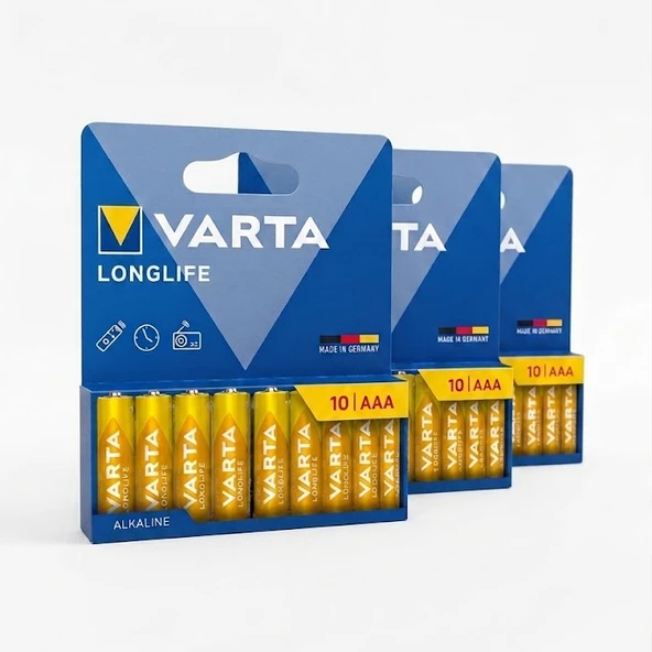 Varta Longlife AAA Alkalin Pil 30'lu Paket ürün görseli 1