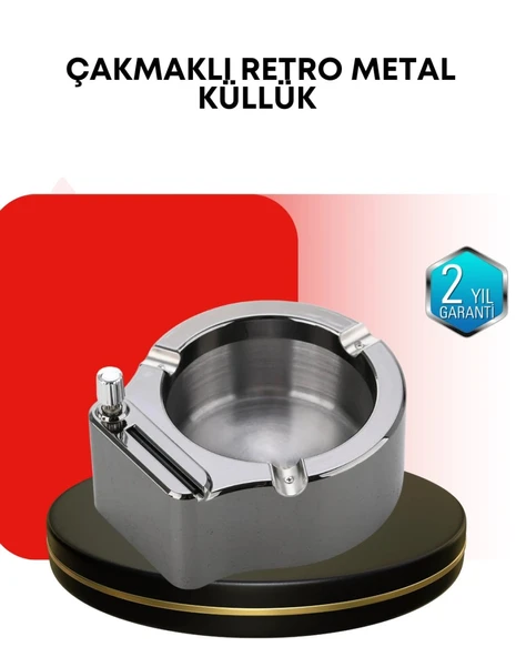 Paslanmaz Çakmaklı Küllük Modern Masa Üstü Aksesuar ürün görseli 1