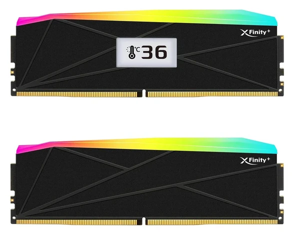 V-COLOR OTMXFL1664832KWK 32GB (2 x 16GB) DDR5 6400MT/s CL32 OLED EKRANLI Manta XFinity+ aRGB INTEL XMP - Siyah  Bellek ürün görseli 1