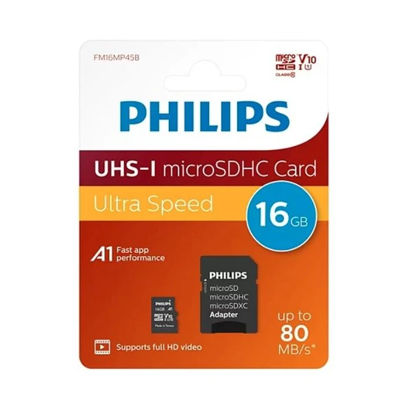 Philips MicroSD 16GB FM16MP45B/00 Class10 Hafıza Kartı ürün görseli 1