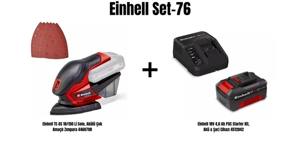 Einhell set-76(Einhell TE-OS 18/150 Li Akülü Çok Amaçlı Zımpara+Einhell 18V 4,0 Ah PXC Starter Kit, Akü & Şarj Cihazı) ürün görseli 1