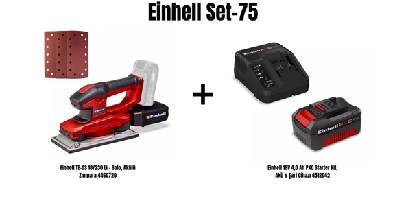 Einhell Set-75(Einhell TE-OS 18/230 Li Akülü Zımpara+Einhell 18V 4,0 Ah PXC Starter Kit, Akü & Şarj Cihazı) ürün görseli 1