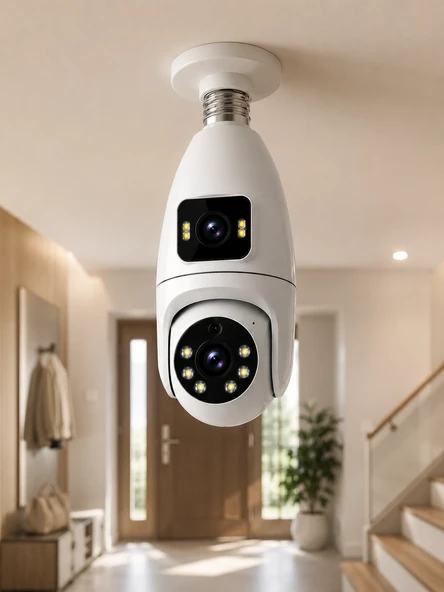 Çift Lens Ampul Kamera Akıllı Ev Güvenliği - Resim 5