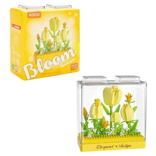 Bloom Boutique Lale Yapım Blokları (295 Parça) | Fanuslu Dekoratif Çiçek Seti ürün görseli 1