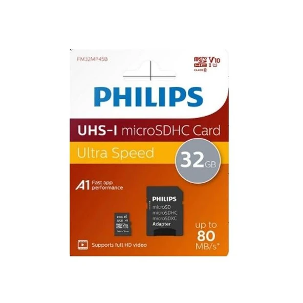 Philips MicroSD 32GB FM32MP45B/00 Class10 Hafıza Kartı ürün görseli 1
