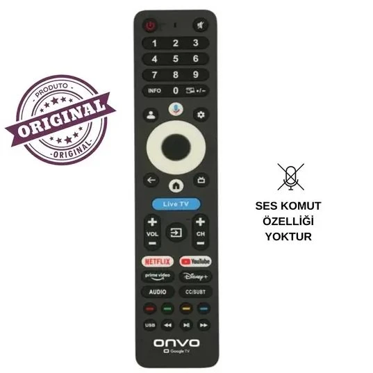 ONVO GOOGLE TV SES KOMUTSUZ LED TV KUMANDA ürün görseli 1