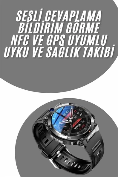 Akıllı Saat Yeni Model Sesli Asistan Bildirim Görme Bluetooth Bağlantılı Müzik Dinleme ürün görseli 1