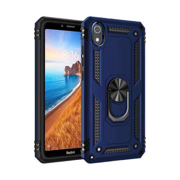 Redmi 7A Kılıf Sofya Yüzüklü Silikon Kapak - Lacivert ürün görseli 1