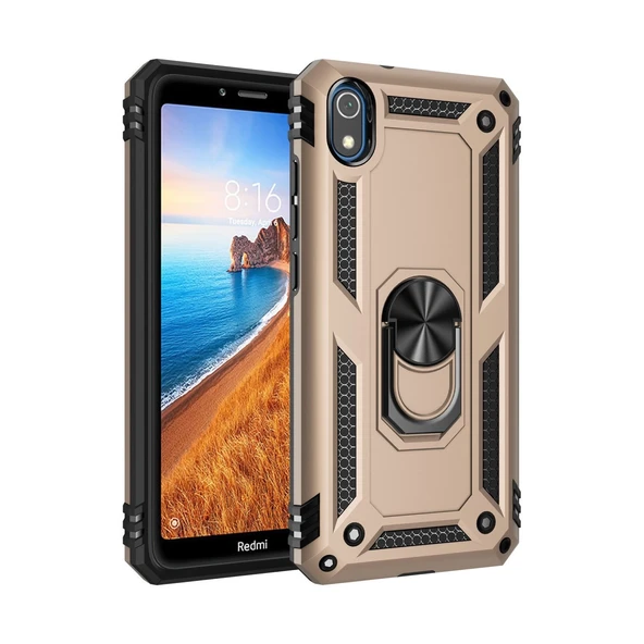 Redmi 7A Kılıf Sofya Yüzüklü Silikon Kapak - Gold ürün görseli 1