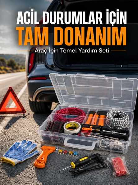 27 Parça Profesyonel Oto Acil Durum Araç Yardım Ekipman Seti Taşıma Kutulu ürün görseli 1