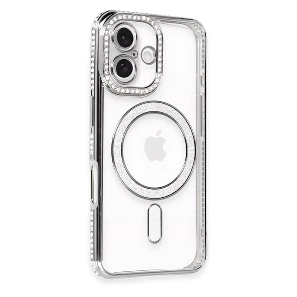 İphone 16 Kılıf Joke Simli Magneticsafe Kılıf - Gri ürün görseli 1