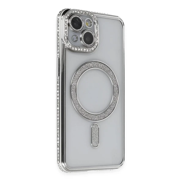 İphone 13 Kılıf Joke Simli Magneticsafe Kılıf - Gümüş ürün görseli 1
