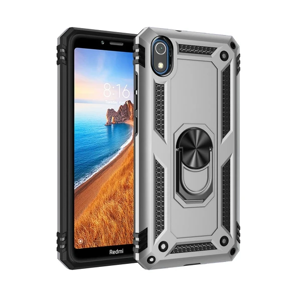 Redmi 7A Kılıf Sofya Yüzüklü Silikon Kapak - Gümüş ürün görseli 1