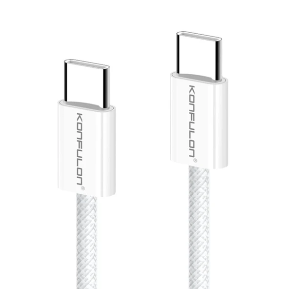 Dc130 2M 60W Type-C To Type-C Örgülü Hızlı Şarj Kablosu - Beyaz ürün görseli 1