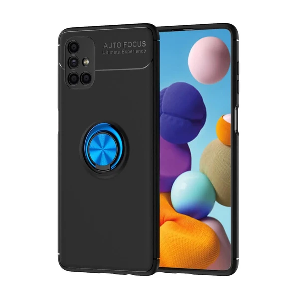 Galaxy M51 Kılıf Range Yüzüklü Silikon - Siyah-Mavi ürün görseli 1
