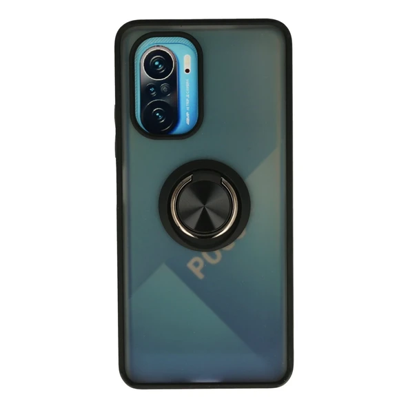 Redmi K40 Kılıf Montreal Yüzüklü Silikon Kapak - Siyah ürün görseli 1