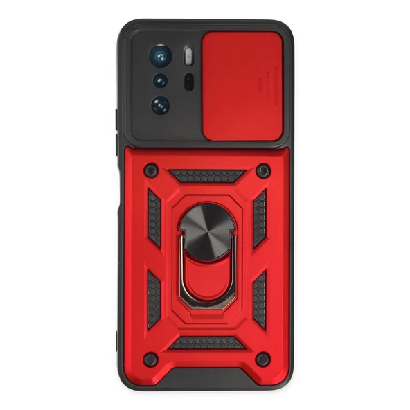Poco X3 Gt Kılıf Pars Lens Yüzüklü Silikon - Kırmızı ürün görseli 1