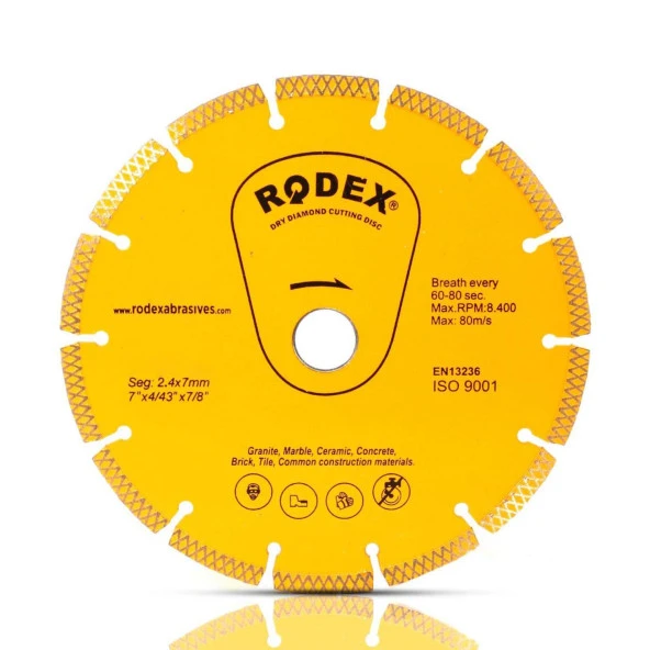Rodex 115 Elmas Kesme Kesici Diski Tuğla Granit Mermer Taş ürün görseli 1