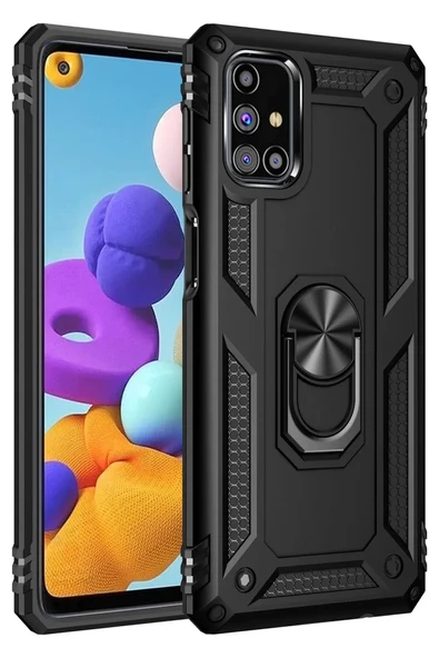 Newface Samsung Galaxy M51 Kılıf Sofya Yüzüklü Silikon Kapak - Siyah ürün görseli 1