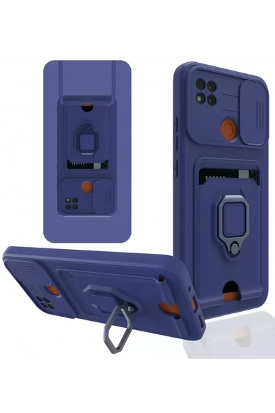 Newface Xiaomi Redmi 9C Kılıf Zuma Kartvizitli Yüzüklü Silikon - Lacivert ürün görseli 1