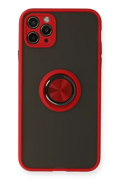 Newface Apple iPhone 11 Pro Kılıf Montreal Yüzüklü Silikon Kapak - Kırmızı ürün görseli 1