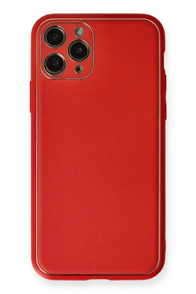 Newface Apple iPhone 11 Pro Max Kılıf Coco Deri Silikon Kapak - Kırmızı ürün görseli 1