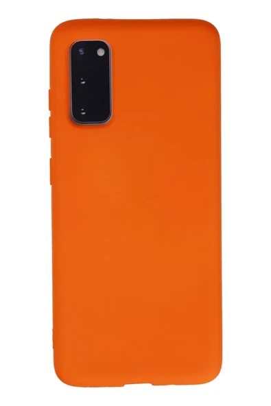 Newface Samsung Galaxy S20 Kılıf Nano içi Kadife Silikon - Turuncu ürün görseli 1