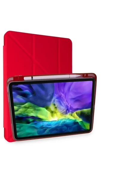 Newface Apple iPad Air 4 10.9 Kılıf Kalemlikli Mars Tablet Kılıfı - Kırmızı ürün görseli 1