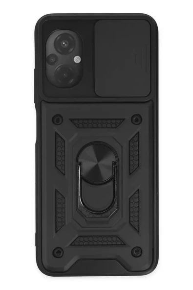 Newface Xiaomi Poco M5 Kılıf Pars Lens Yüzüklü Silikon - Siyah ürün görseli 1